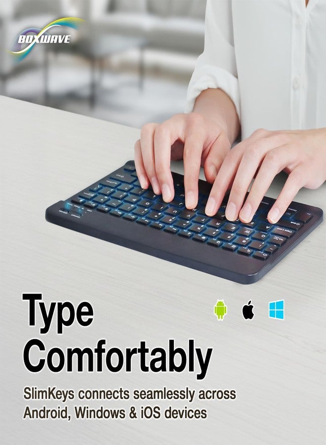 BoxWave Keyboard Compatible with Samsung Galaxy Tab Active 3 - SlimKeys Bluetooth Keyboard - with Backlight, Portable Slim LED 7 Colors - Jet Black - Image 3